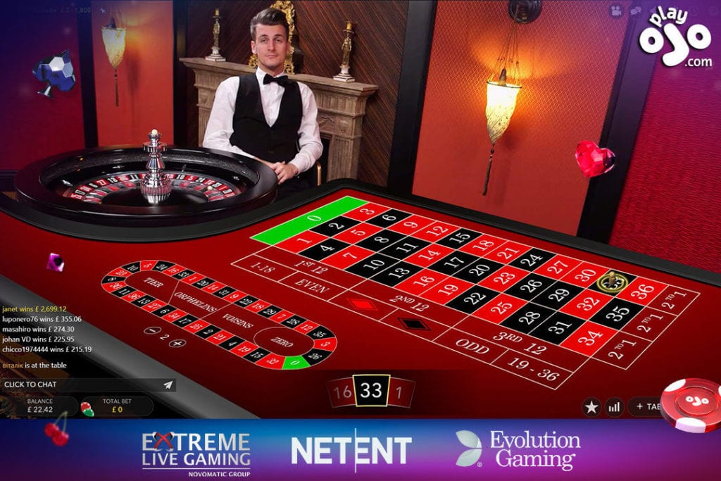 Playojo Live Casino - Roulette table and Live dealer
