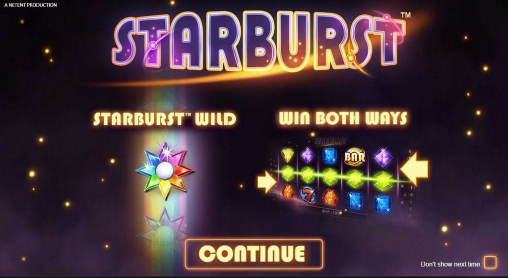 Netent's Starburst Slot Game Landing
